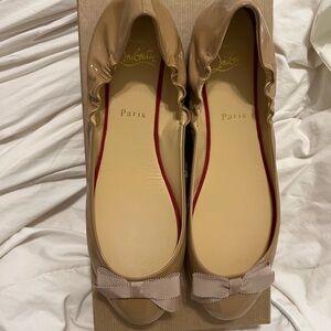 Christian Louboutin Tan Bow Flats